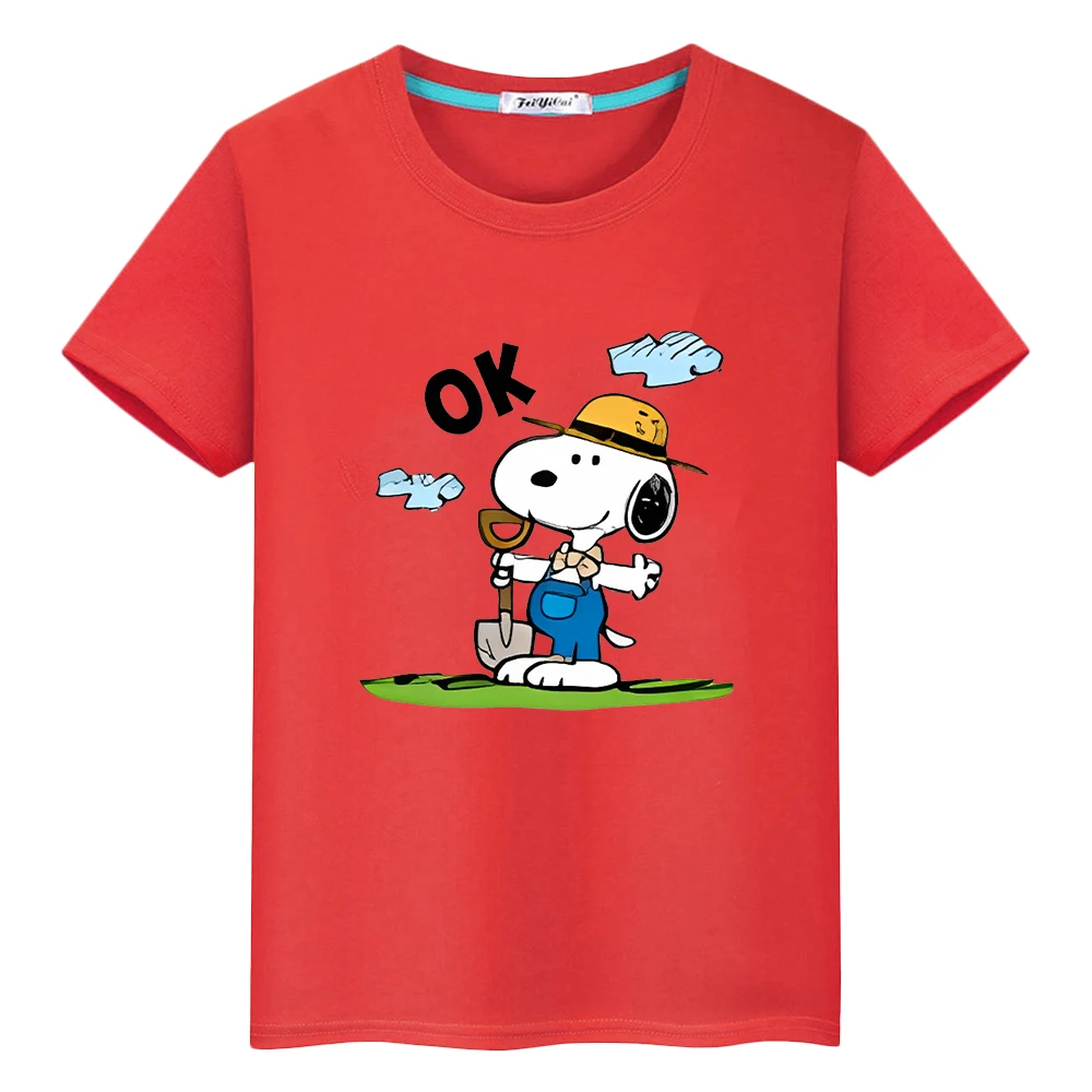 

Snoopy Print 100%Cotton t shirt for kids boy 10year Cartoon Short anime Tees pride tshirt Kawaii Tops y2k one piece girl clothes