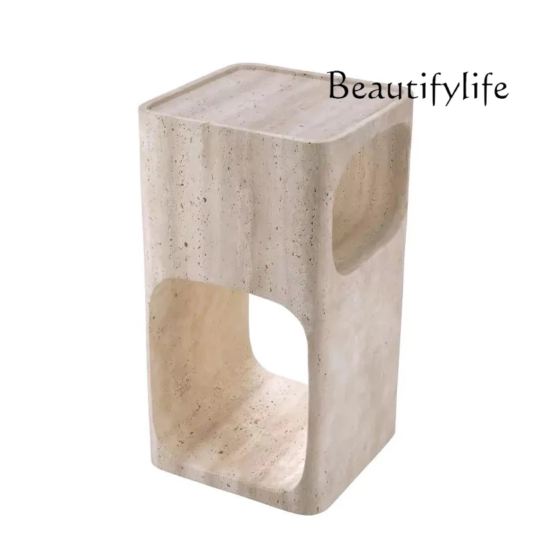 Simple and modern natural marble edge table, Nordic creative coffee table light luxury square corner table