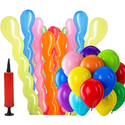 50~200pcs Latex Spiral Twisted Balloons With Pump Rainbow Color Suitable for Birthday Wedding Holiday Party Decoration TMZ