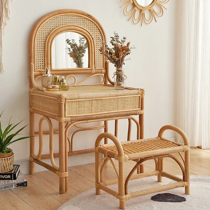 

Dressing table, bedroom, high-end, modern, minimalist, authentic rattan homestay style makeup