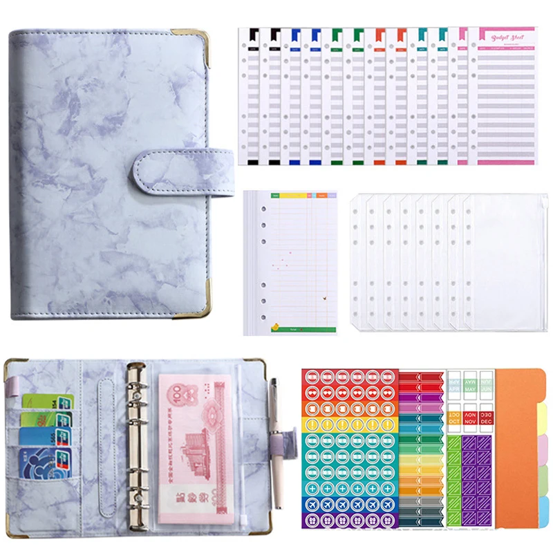 

Marbling A6 Money Planner With Zipper Envelopes Cash For Organizer For Budget Binder Notebook Journal