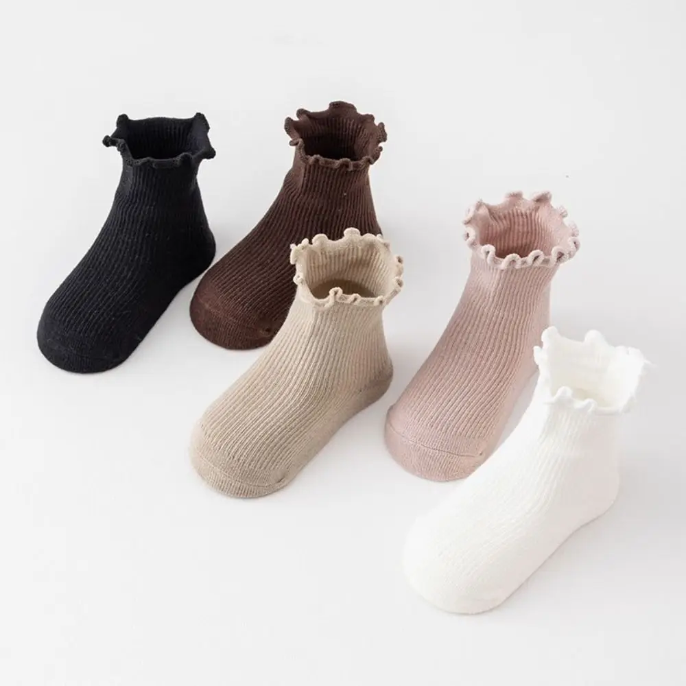 6Pairs Fashion Ruffle Baby Cotton Socks Breathable Cute Short Tube Socks Autumn Spring Mid-calf Toddle Sweet Socks Children
