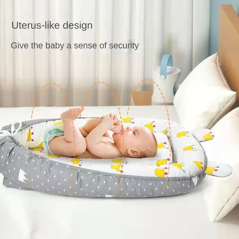 Removable and Washable Bed Surround Baby Bed Cartoon Print Portable and Foldable Biomimetic Bed Baby Soft Bed In Bed Baby Nest