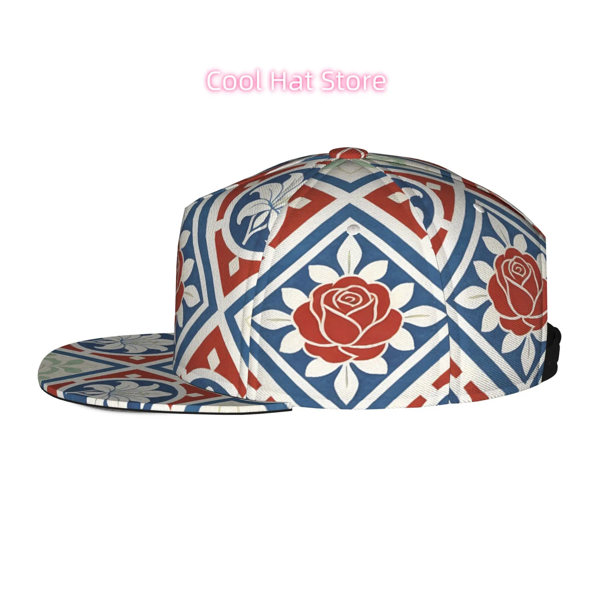 Men's & Women's Baseball Cap Adjustable Snapback with Floral Brim - Lightweight Flat Top Hat, Machine Washable Suitable for Casu