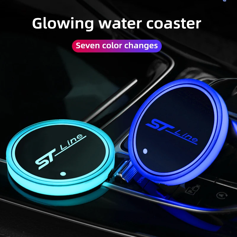 Suitable for Ford ST STLine Vignale Taurus kuga induction colorful atmosphere light car luminous water coaster non-slip mat