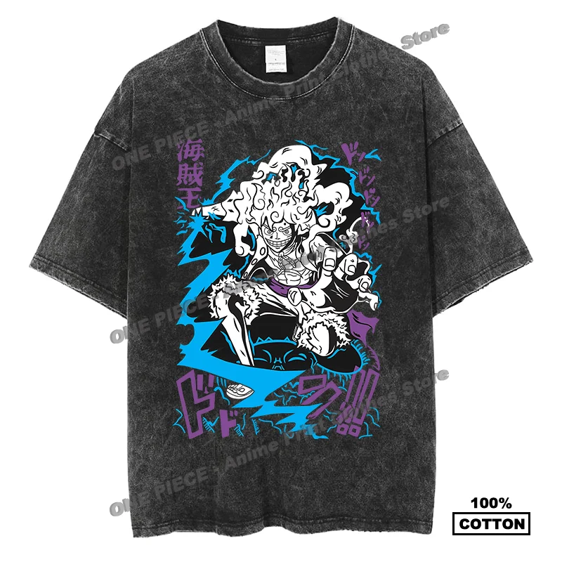 

Anime ONE PIECE - GEAR 5 Nika Luffy Print T-shirt y2k Harajuku Fashion Men Women Casual Short Sleeve Cotton Vintage Loose Tees
