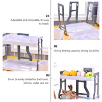 2 Tier Storage Rack Multi-Functional Household Organizer Bathroom Kitchen Desktop Sundry Holder Durable Plastic