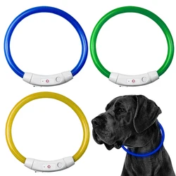 Collar con luz LED para perro, accesorio básico de seguridad con brillo de TPU, recargable por USB, para perros grandes, medianos y pequeños