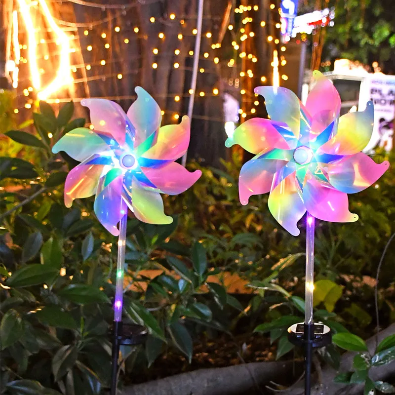 

Solar Powered LED Windmill Garden Lights, Colorful Pinwheel Stake Lights, Outdoor Decor for Patio, Lawn, Yard, Pathway, Holiday