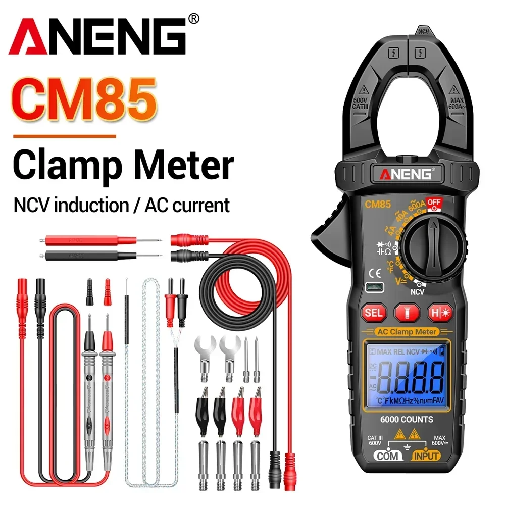 ANEGN 600A AC Stroomtang Meter Multimeter Tester CM85 + VD802 Inductie Pen Contactloze Inductie Profesional Elektricien Kit