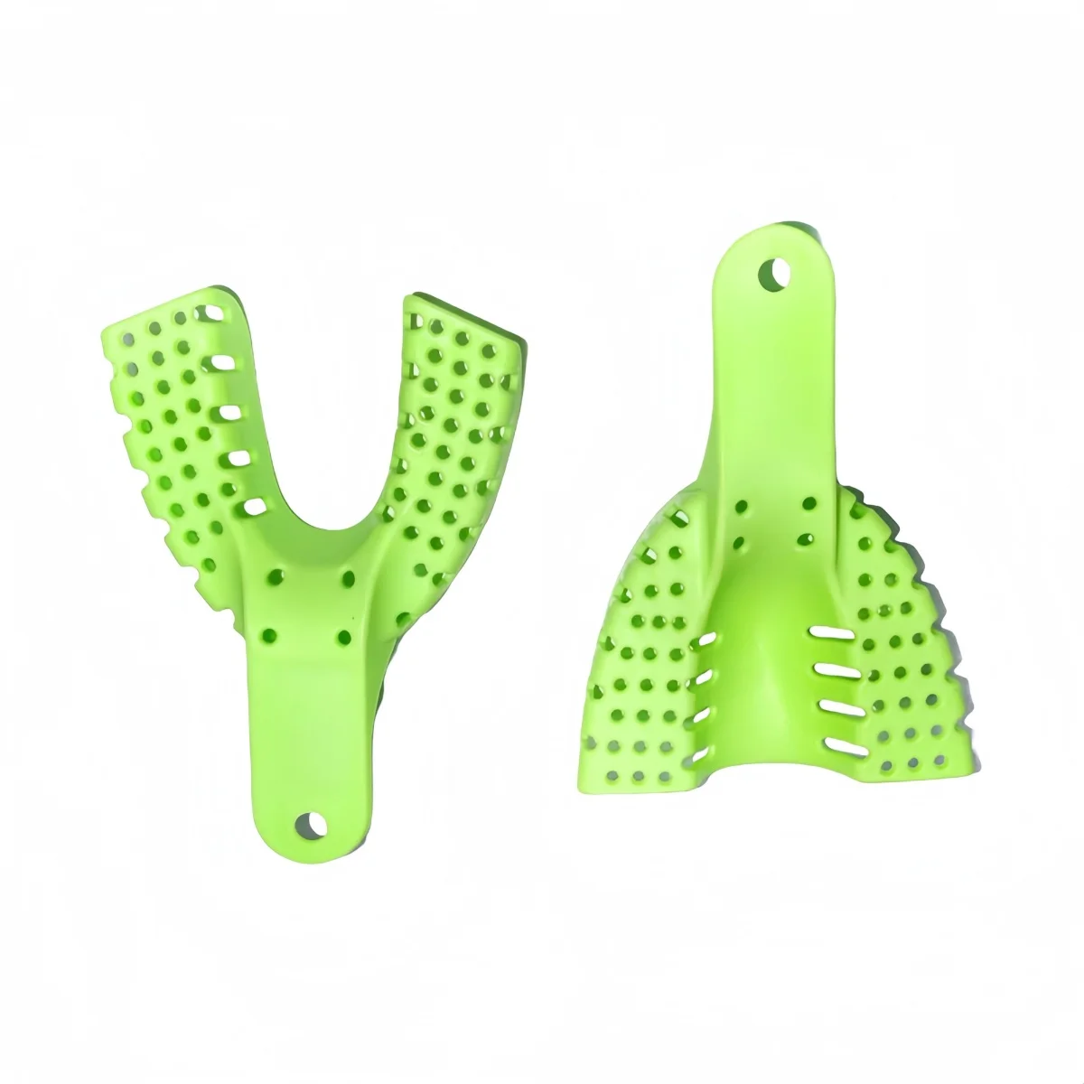 10 قطعة/المجموعة/مجموعة صواني انطباع بلاستيكية للأسنان قابلة للتعقيم بالحجم الكامل أدوات مختبر خضراء قابلة للتعقيم مستلزمات طبيب الأسنان #3