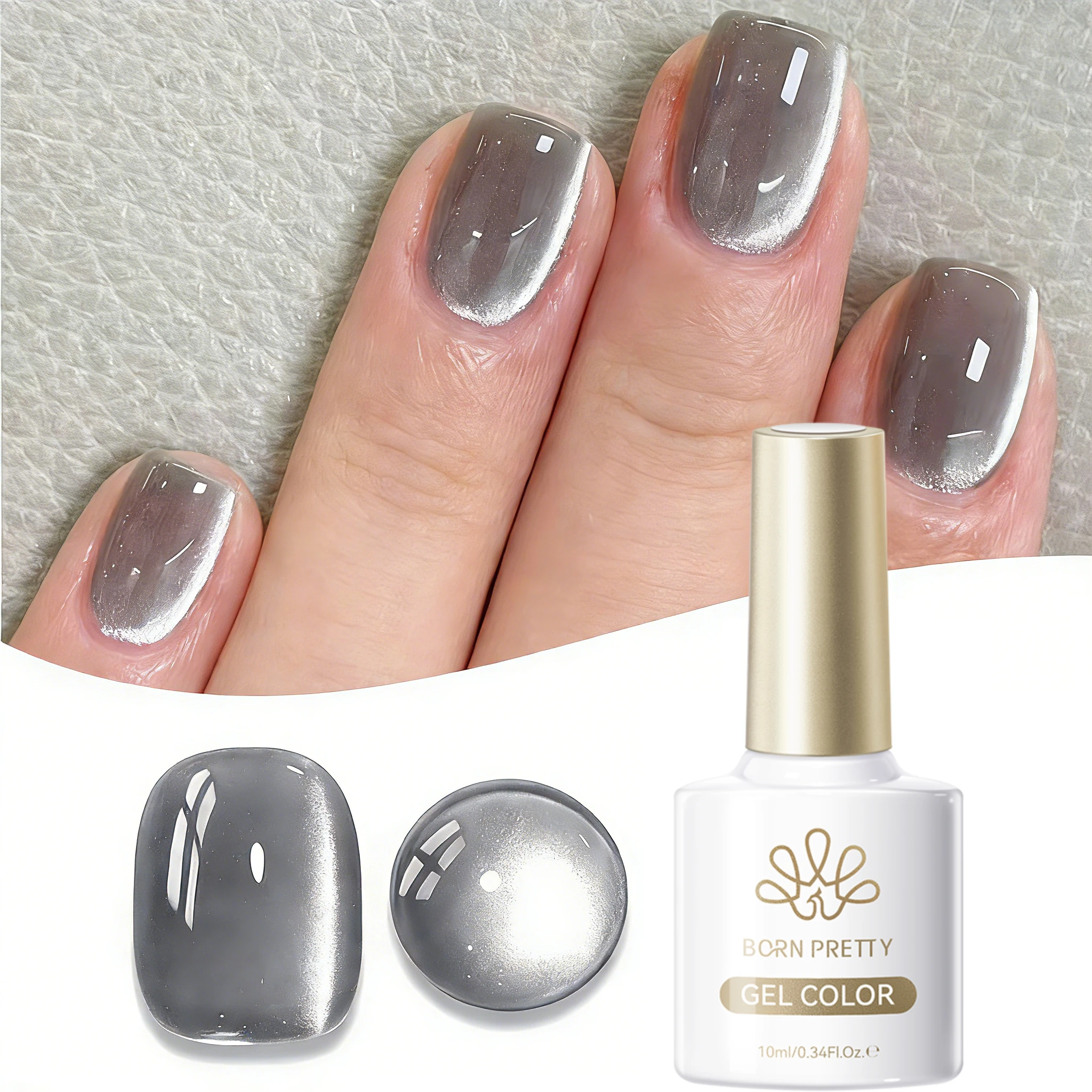 BORN PRETTY 10 ml schwarzes Glas, Katze, magnetischer Gel-Nagellack, Punk-Stil, Nagelkunst, Maniküre, Vernis, semi-permanentes Gel für Winternägel