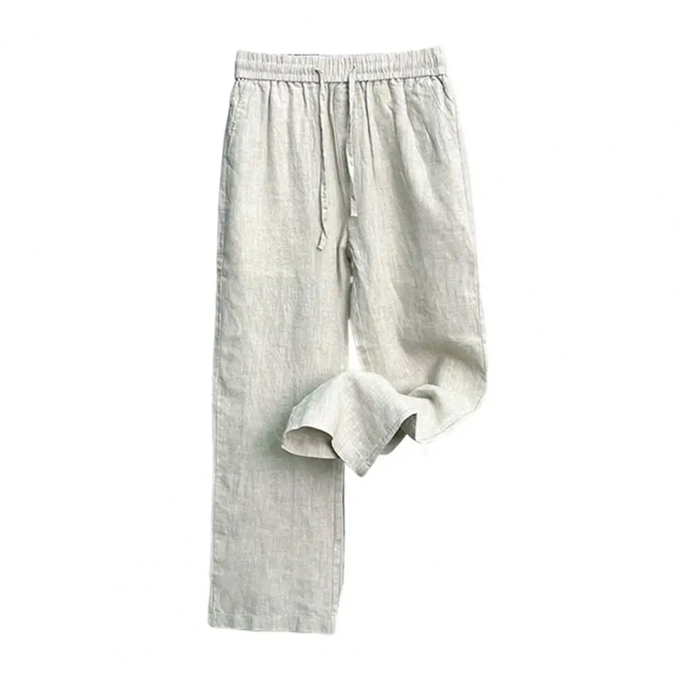 Soft Comfortable Men Pants Men's Linen Trousers Casual Loose Fit Straight Pants for Summer Vacation Travel Daily Wear Wide Leg