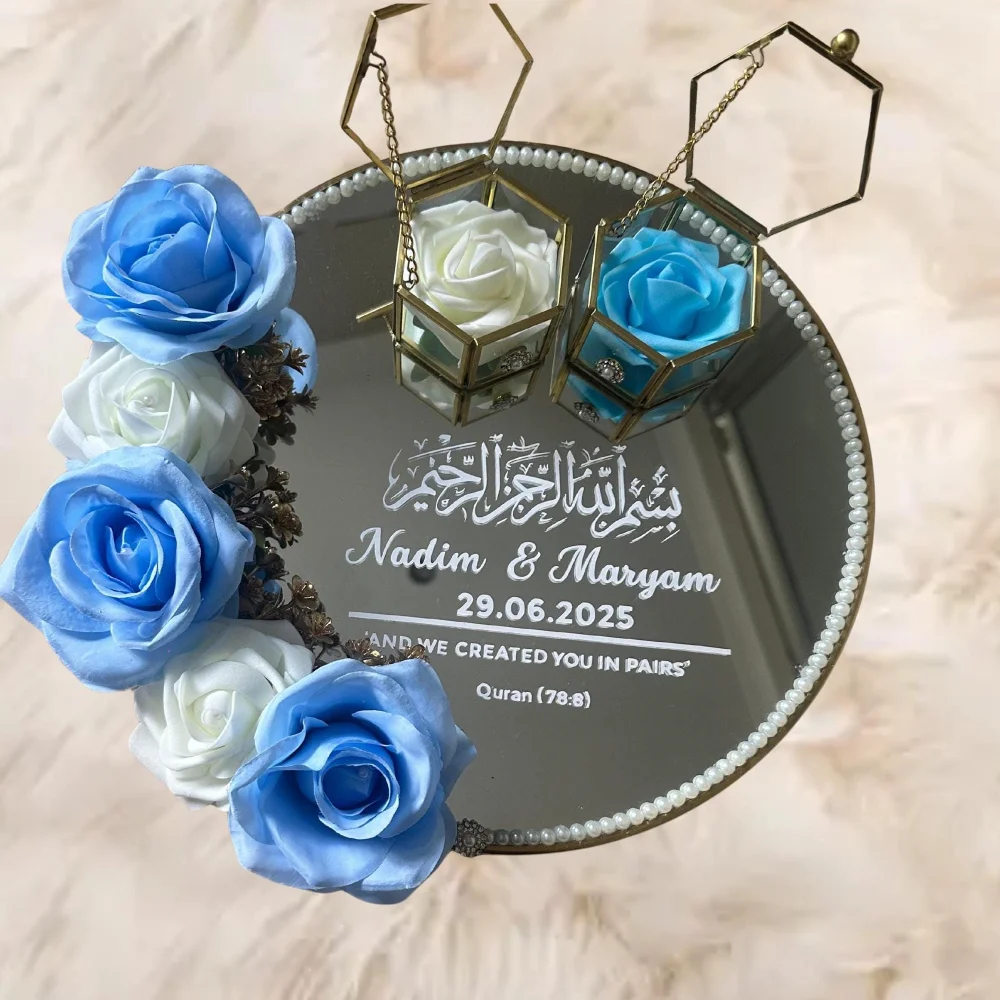 ملصقات الفينيل الزفاف مرآة مسلم علامة مخصصة ملصق حائط من الفينيل نيكا الزفاف المشاركة ملصق لوحة تسجيل أسماء وتواريخ مخصصة