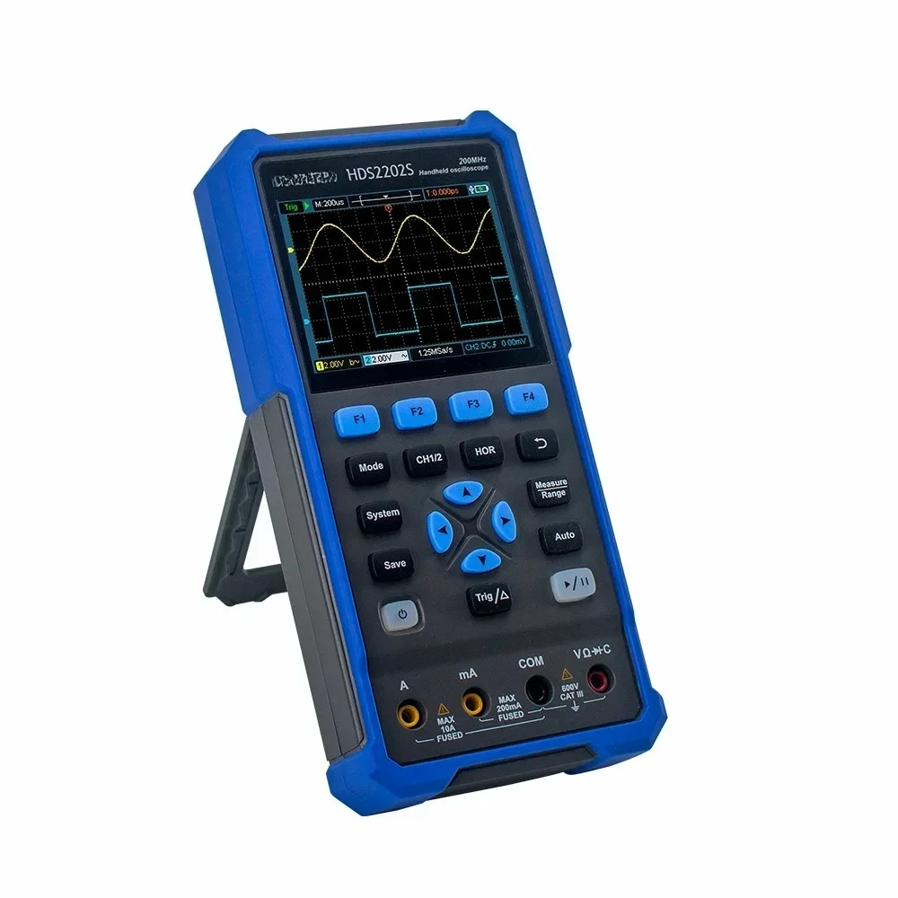 HDS2202S Digital Oscilloscope 2 Channels 200Mhz Bandwidth Portable 3 in 1 USB Osiclloscopes + Multimeter+Waveform Generator