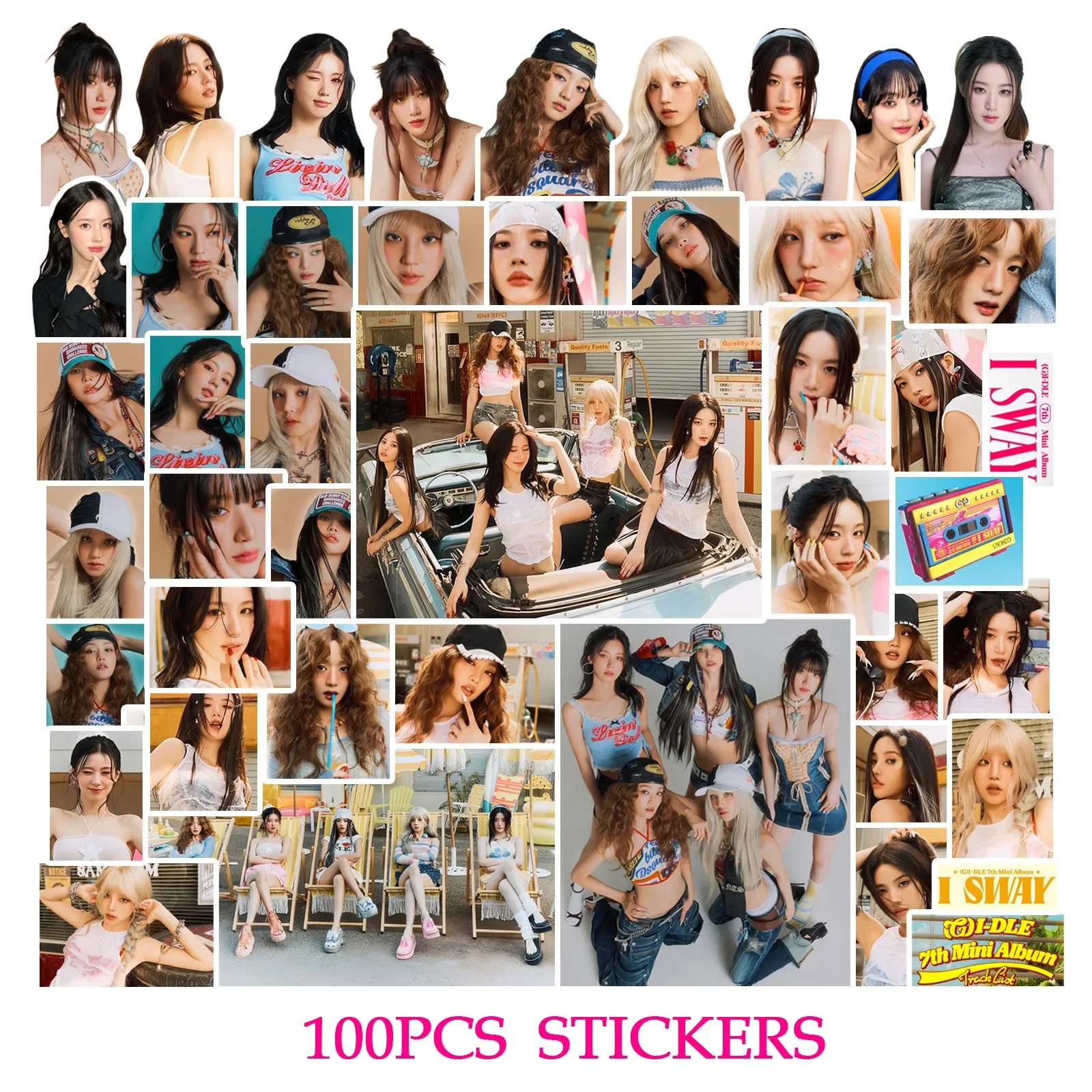 100Pcs/Set K-pop Idol (G)I-DLE I SWAY Stickers New Album GIDLE Lomo Cards Girls Burn Photo Card Postcard Stickers Fans Gifts