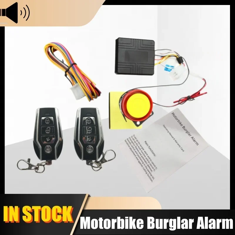 12V Motorcycle Theft Protection Remote Activation Motorbike Burglar Alarm Accessories With 4 Button  Remote Control Key