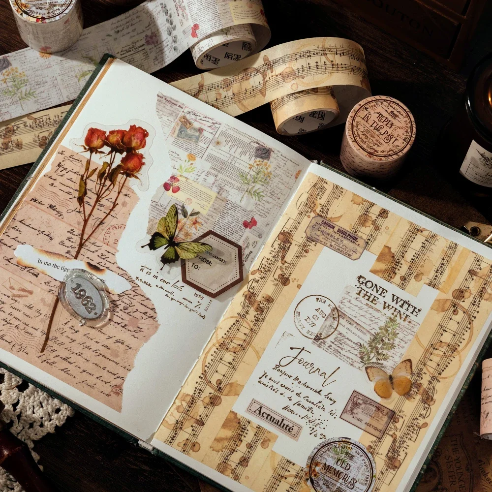 Journamm 30mm/40mm/50mm * 2m fitas washi vintage 35cm ciclo diy scrapbooking decoração lixo diário colagem papelaria artesanato fitas