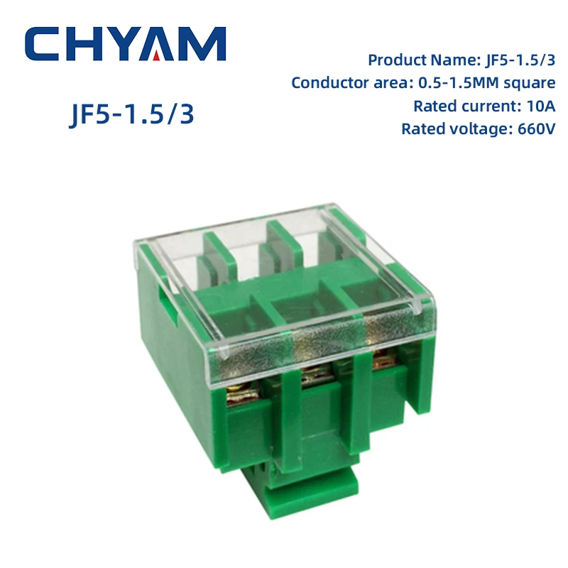 Terminal Blocks JF5 Series Brass 660V 10A 32A 40A Universal DIN Rail Mounted Wire Dual Row Connector