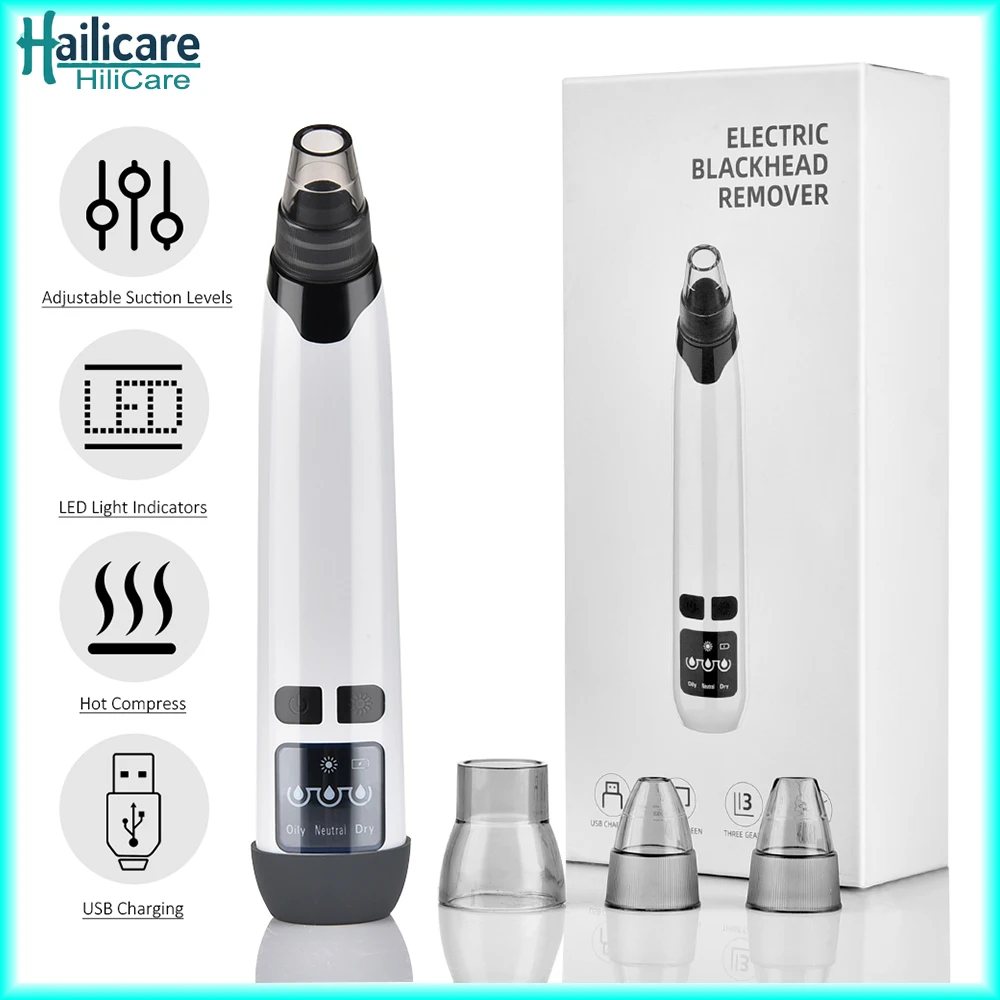 

Hot Compress Blackhead Remover Vacuum Suction Acne Pore Cleaner Electric Nose Face Deep Cleansing Skin Care Device Pimple Extrac