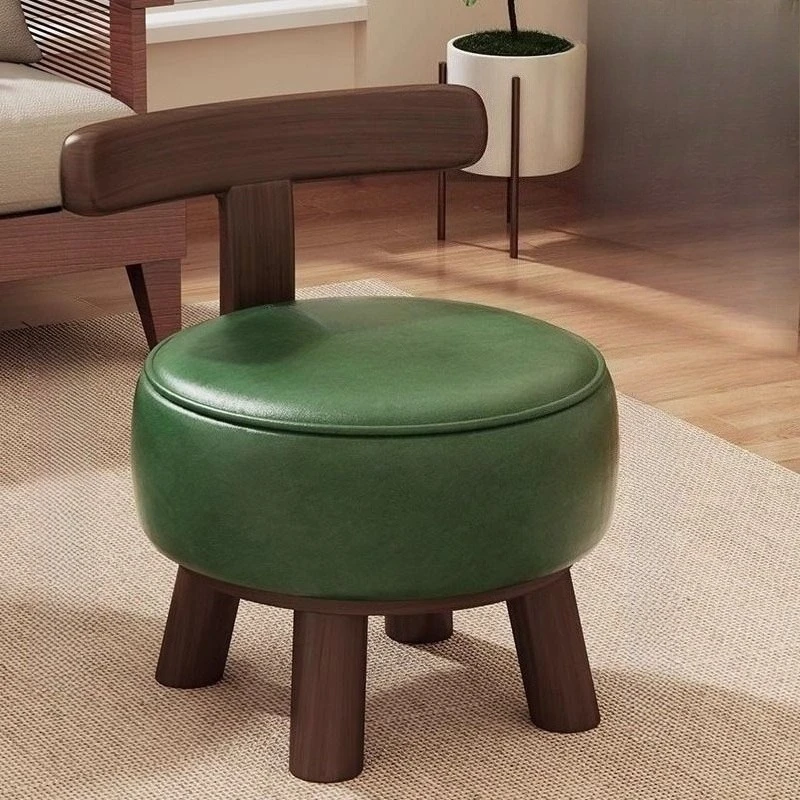 

Modern Interior Furniture Mini Ottoman Cover Round Living Room Chair Wood Portable Stool Ottoman with Backrest Decorative