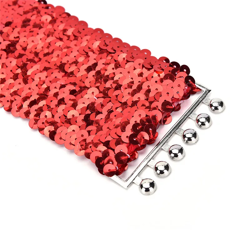 Cool Punk Shinny Fascia da smoking Elastico elasticizzato Cintura larga Cintura larga elasticizzata Cinture eleganti da donna con paillettes metalliche