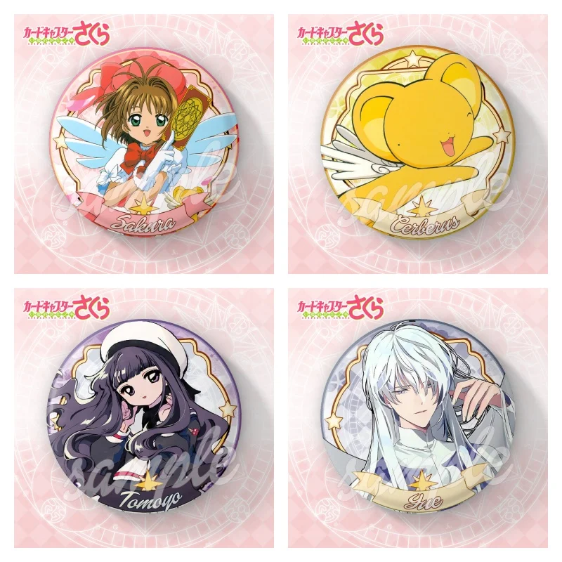 Anime Card Captor Sakura Figure KINOMOTO SAKURA LI SYAORAN Cosplay Kawaii Metal Badge Bag Pins Fans Xmas Brooch Gifts 6CM