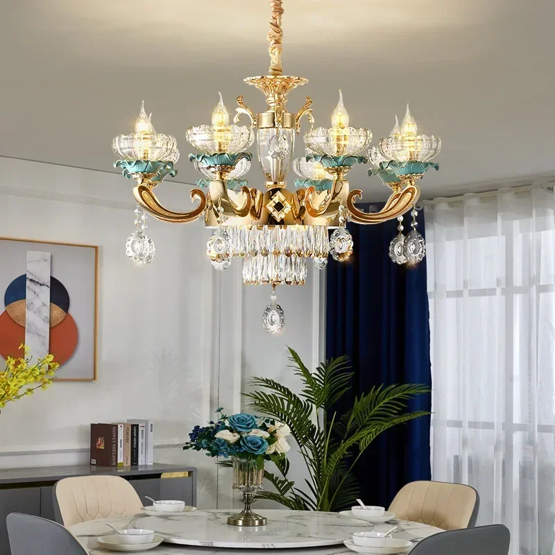 European Crystal Chandelier Ltalian Living Room Lamp Dining Room Light Luxury Bedroom  French Villa Luxury Crystal Lamp