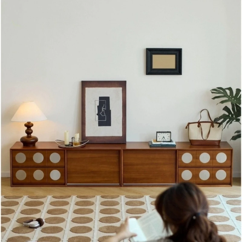 

boxwood medieval solid wood combination TV cabinet retro storage cabinet locker integrated French floor TV cabinet