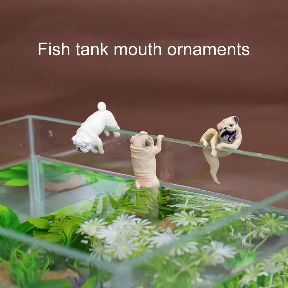 Mini Fish Tank Ornament Cute Pug Dog Aquarium Hanging Ornament Decor DIY Aquarium Landscaping Animals Home Decor Figurines