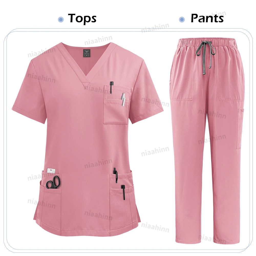 Krankens ch wester Uniform Peelings setzt Frauen Bluse Medicale Femme Still hose passt medizinische Accessoires Gesundheits wesen Schönheits salons Arbeits kleidung – Detail 8
