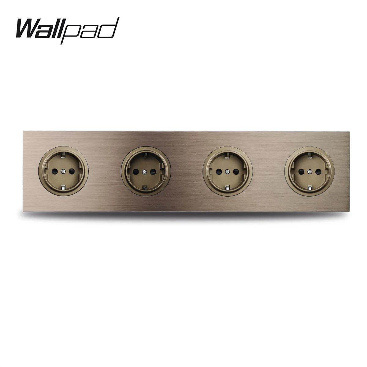 EU Frans stopcontact elektrische wandcontactdoos geborsteld bruin aluminium 1-5 poorten plaat USB oplaadpoort RJ45 CAT6 bekabeling stopcontact