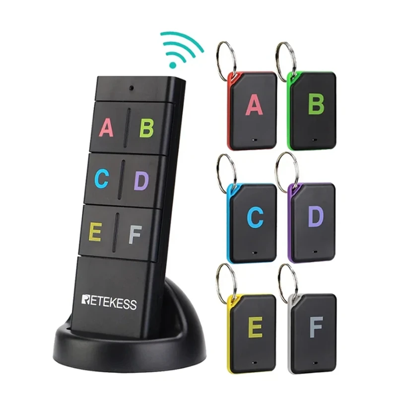The Newretekess Wireless Key Finder RF Key Locator Pet Wallet Tracker Remote Control 1 RF Transmitter 6 Receiver For Camping