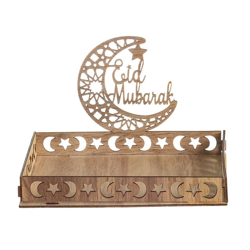 Wooden Eid Mubarak Food Tray Ramadan Decoration For Home Eid Al Adha Islamic Ramadan Kareem Muslim Party Decor Eid Mubarak Gifts