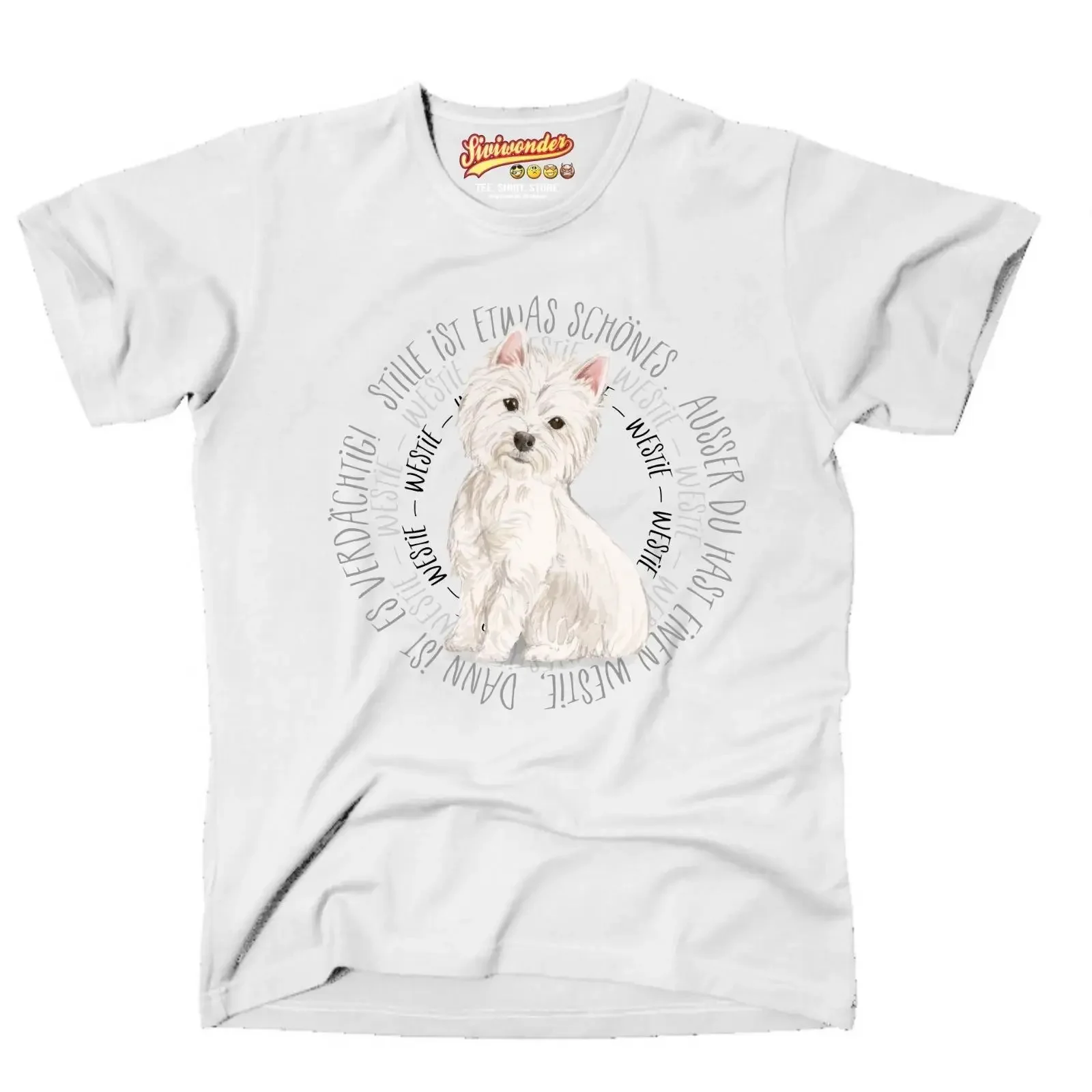 T Shirt CIRCLE WESTIE Watercolor Hund Hundemotiv West Highland White Terrier vintage Washed Casual Slightly streetwear Soft
