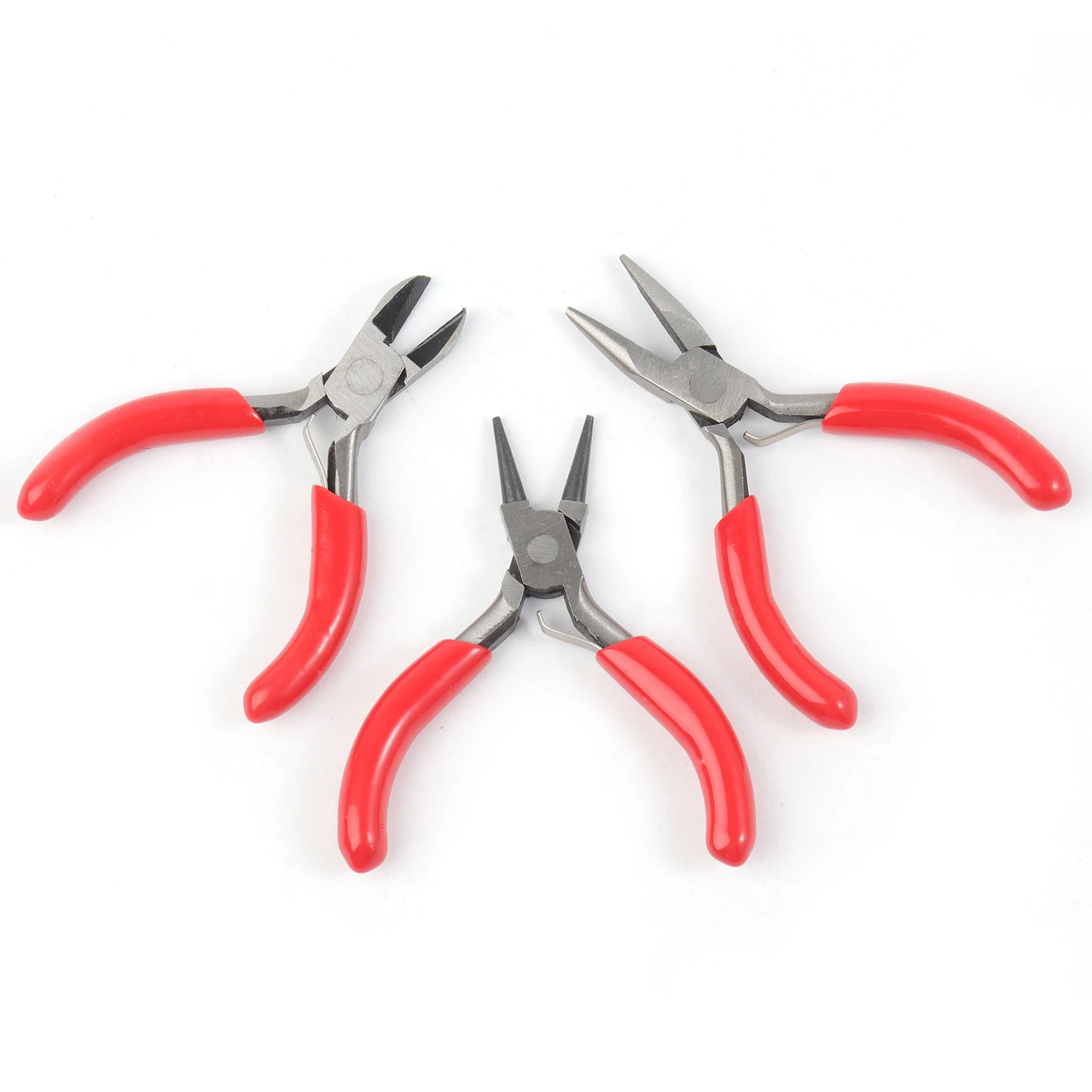 Red Pliers Stainless Steel Jewelry Tools DIY Findings Hardware Tools Round Head Pointed Nose Pliers Side Cutter Pliers 1pcs