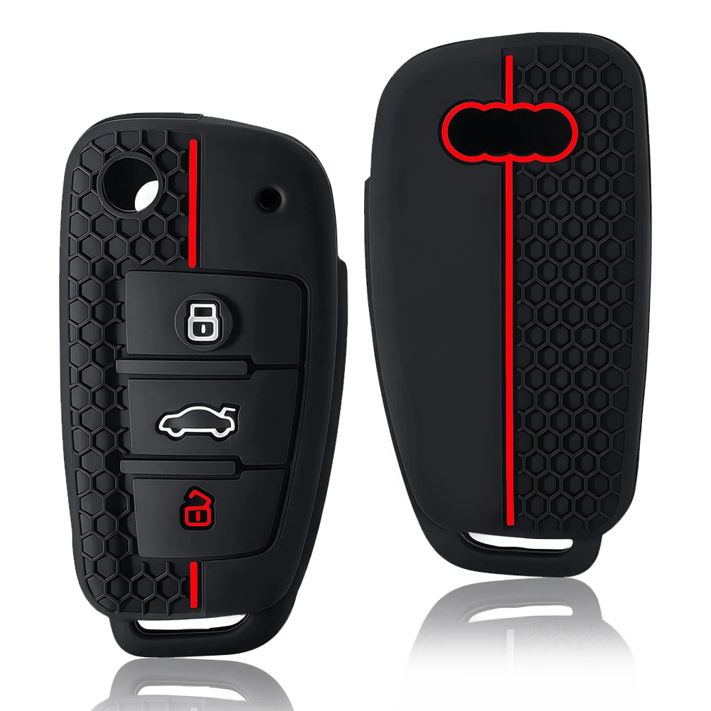 New Silicone Key Case Cover Shell for Audi A4 B7 A6 C6 4f 8v A3 8p A1 A3 Remote Key Holder Jacket Accessories Fob Accessories image 4
