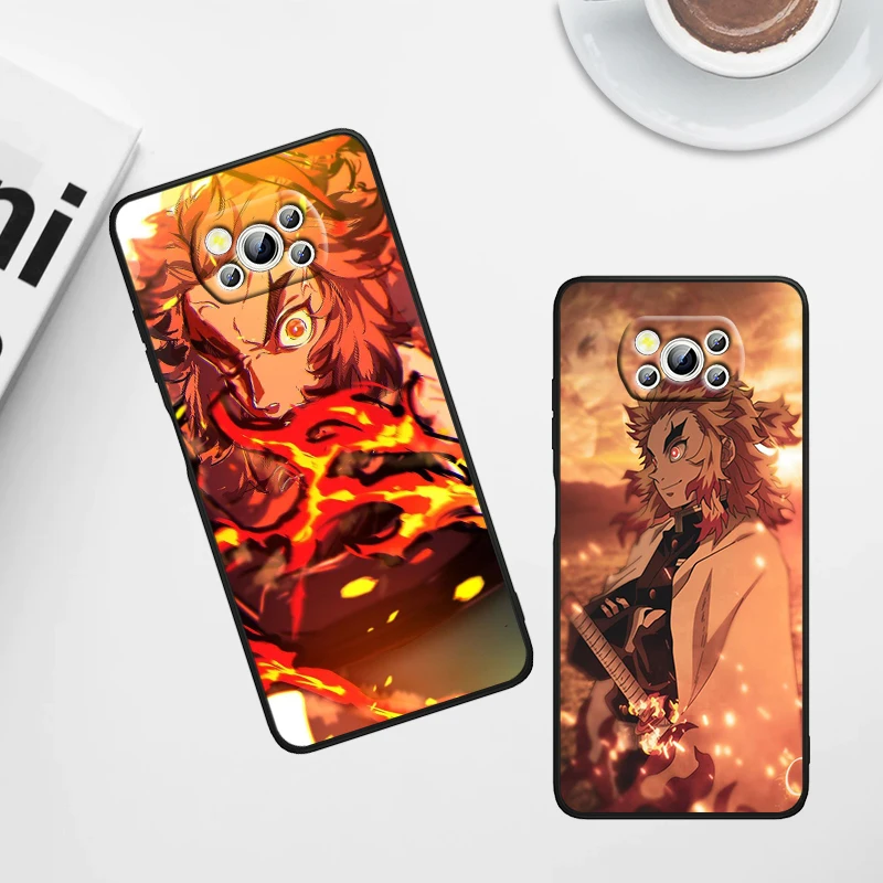 Demon Slayer Comics For Xiaomi Poco X6 X5 X4 X3 F4 F3 NFC M6 M5 M4 GT S Pro 4G 5G C65 Black Soft Phone Case