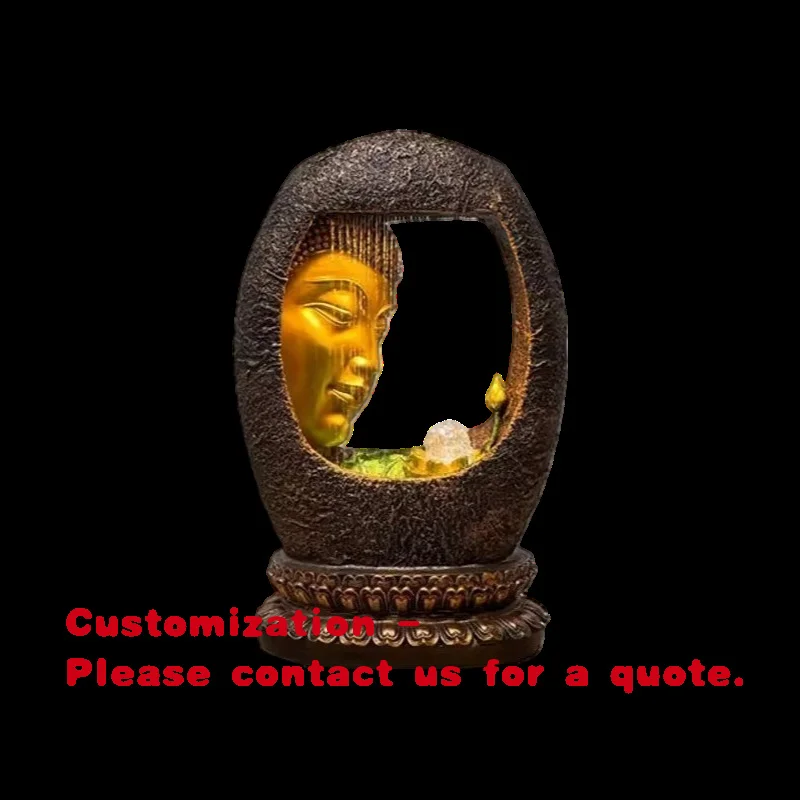 

custom.Zen Buddha Indoor Fountain Home & Office Decor, Feng Wealth Flow Desktop Zen Fountain with Relaxing Sound