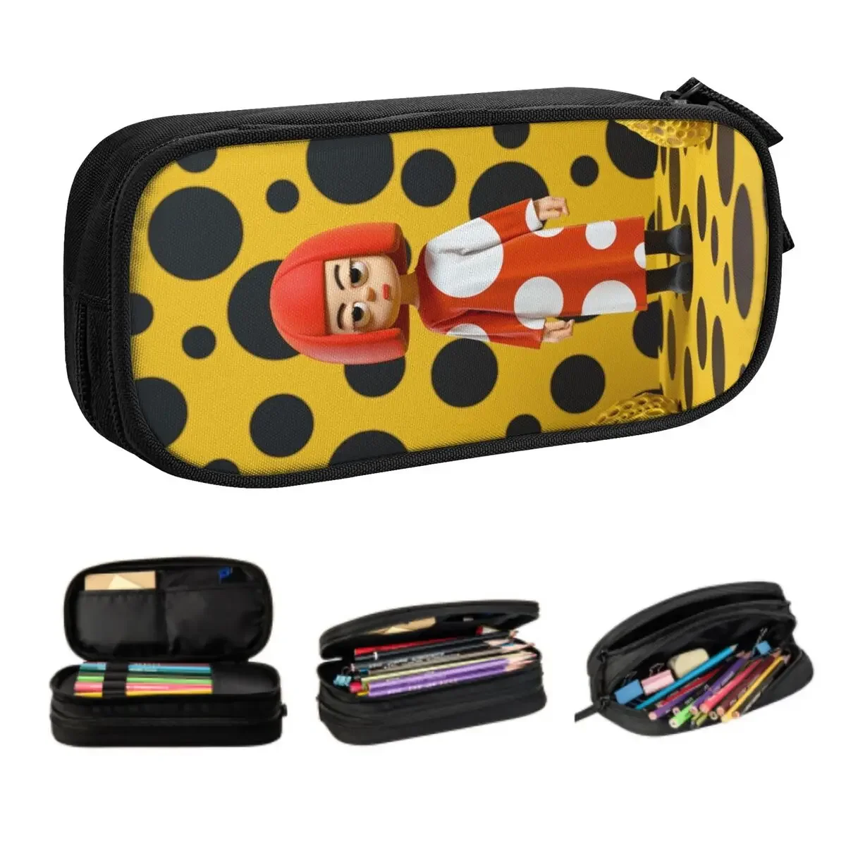 

Cute Yayoi Kusama Polka Pencil Cases for Girls Boys Custom Pumpkin Large Capacity Pen Bag Box School Supplies