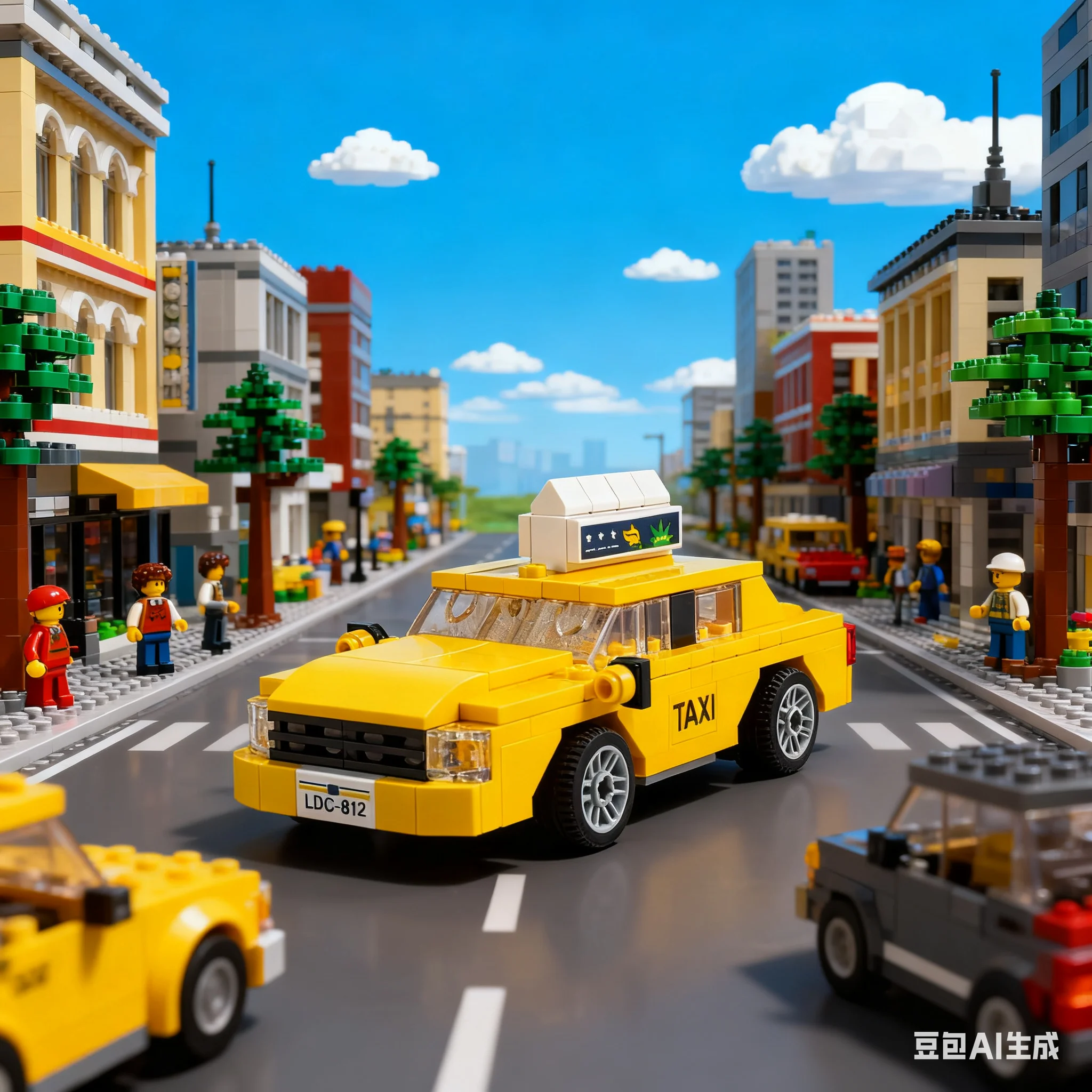 LEGO Bausteine 40468 Gelbes Taxi-Puzzle-Spielzeug, handgefertigte DIY-Bausteine, Geschenk für Jungen und Mädchen, Desktop-Dekoration