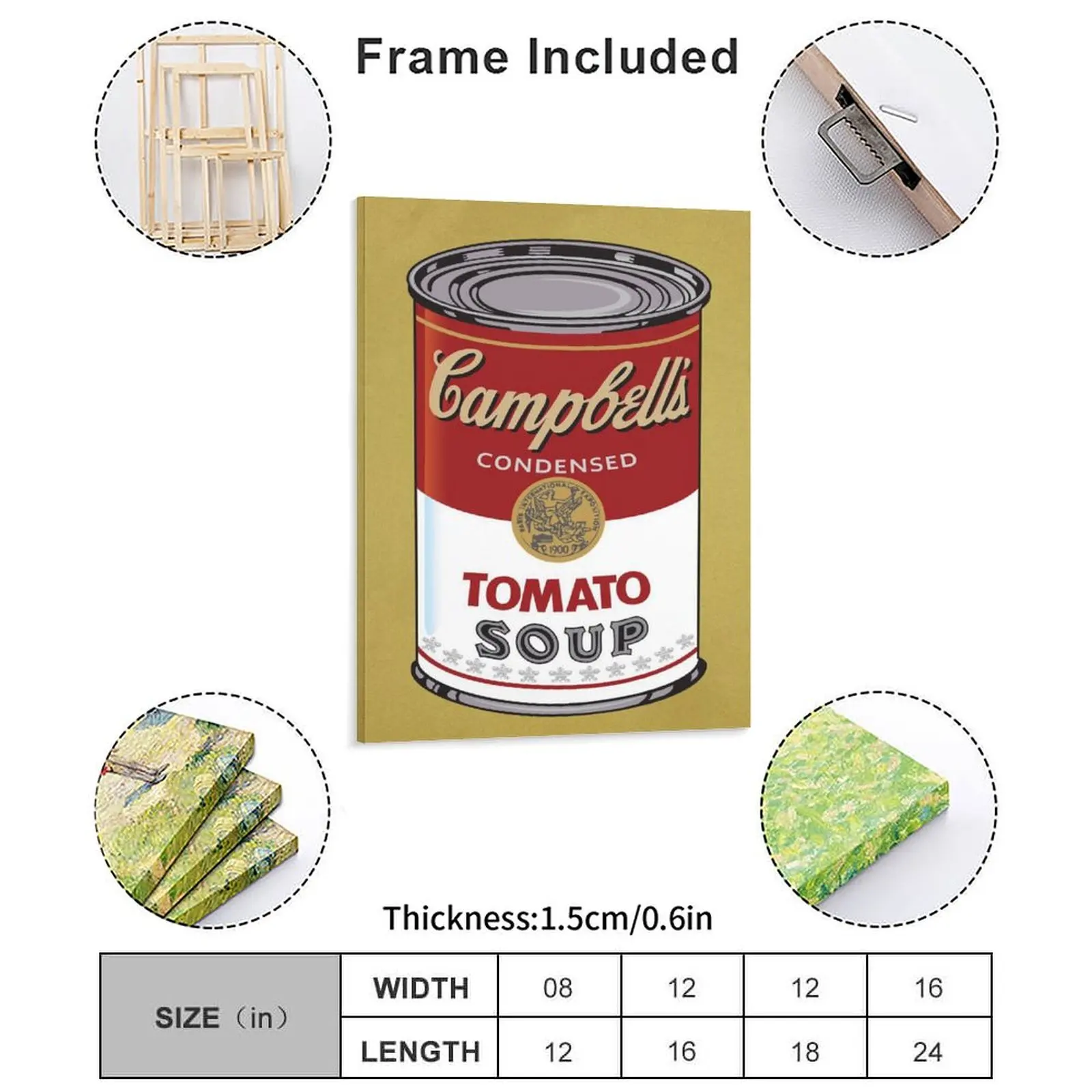 Campbells Soup Bordeaux Canvas Painting Create Plaques Designing Printed Wall Cave Framed Wall Paintings