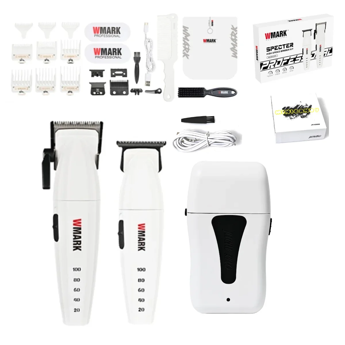 WMARK NG-8632 Professional Electric Hair Clipper 9000RPM DLC Blade Hair Trimmer with Spare Blades 10000RPM Shaver Barber Kit