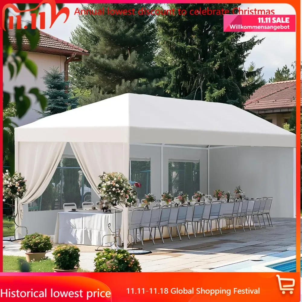 10x20ft Heavy Duty Party Tent with Roll-up Ventilated Mesh Windows Canopy Tent for Parties Event Shelter Carpas para