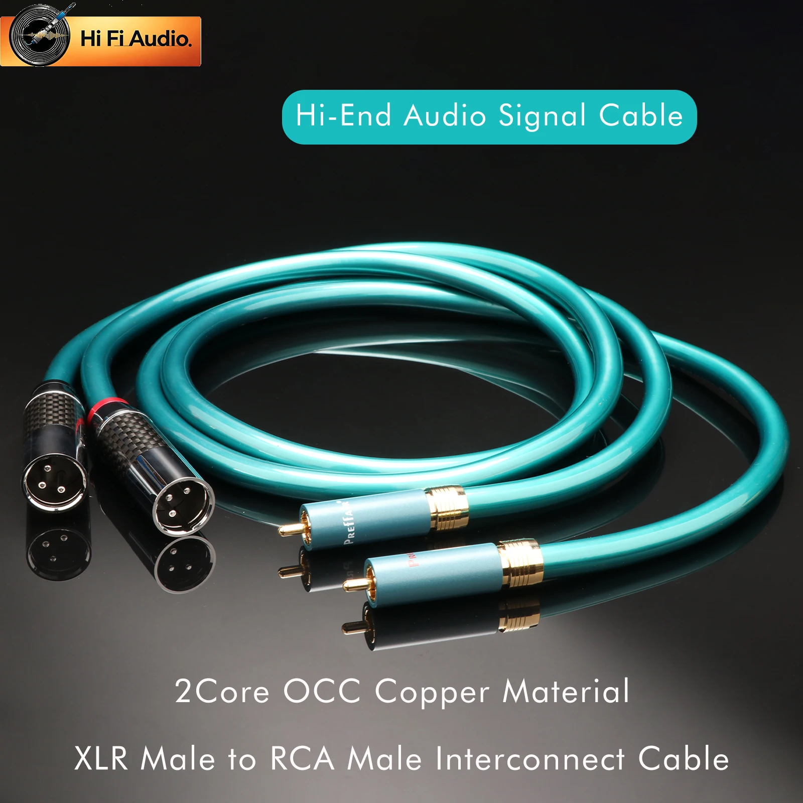 Preffair X406 XR1801 HiFi Audio Interconnect Cable XLR Male Female to RCA Male OCC Copper Rhodium Plated PTFE Shielded Amplifier