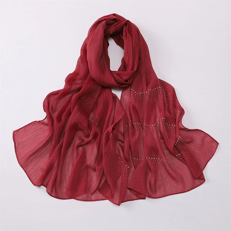 Shiny Plain Wrinkle Shimmer Shawls Scarf Women Muslim Hijab Ramadan Long Soft Spring Wrap Headband Abaya Bufandas Islam Hijab view 6