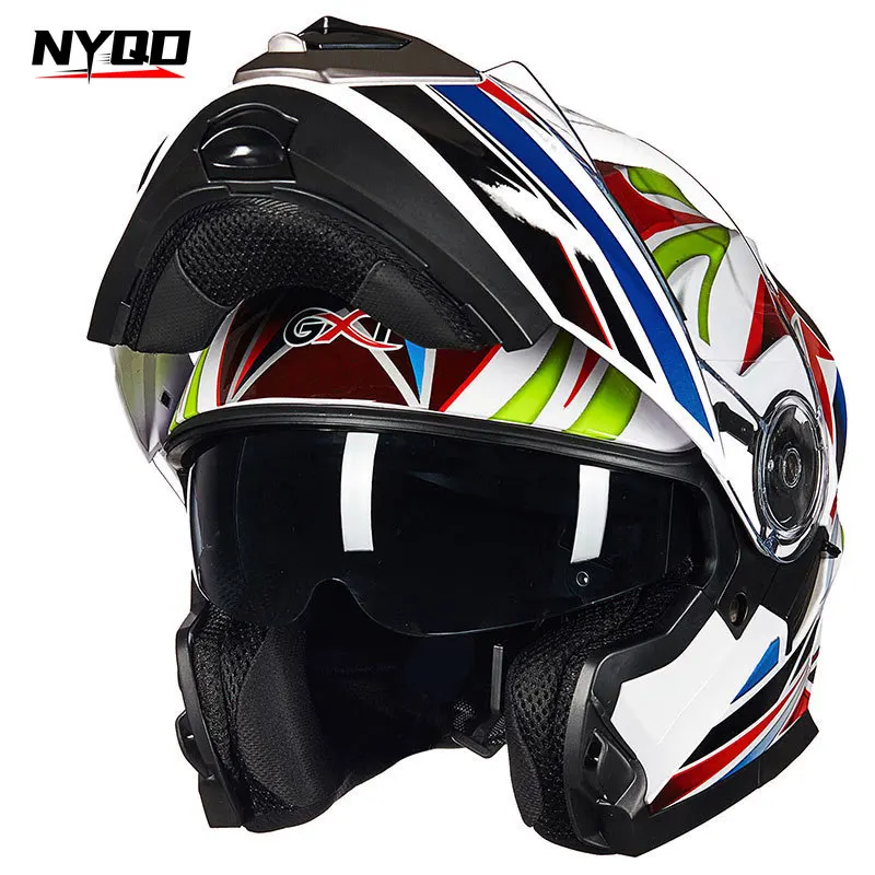 GXT160 uomo Flip Up Moto Casco pedali Moto Moduler Dual Lens Motocross caschi integrali Casco Moto Casque