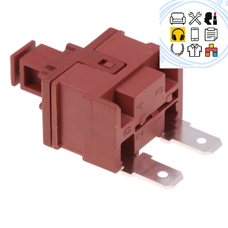 1PC KAN-L5 2Pin self-lock key switch water heater vacuum cleaner switch 7.5A 250VAC button power switch lock switch