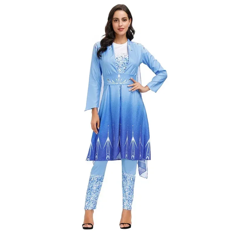

Princess Party Dress Adult Women Clothing Halloween Cosplay Costume Snow Queen Elsa Character Costumes Carnival Roleplay Outfits