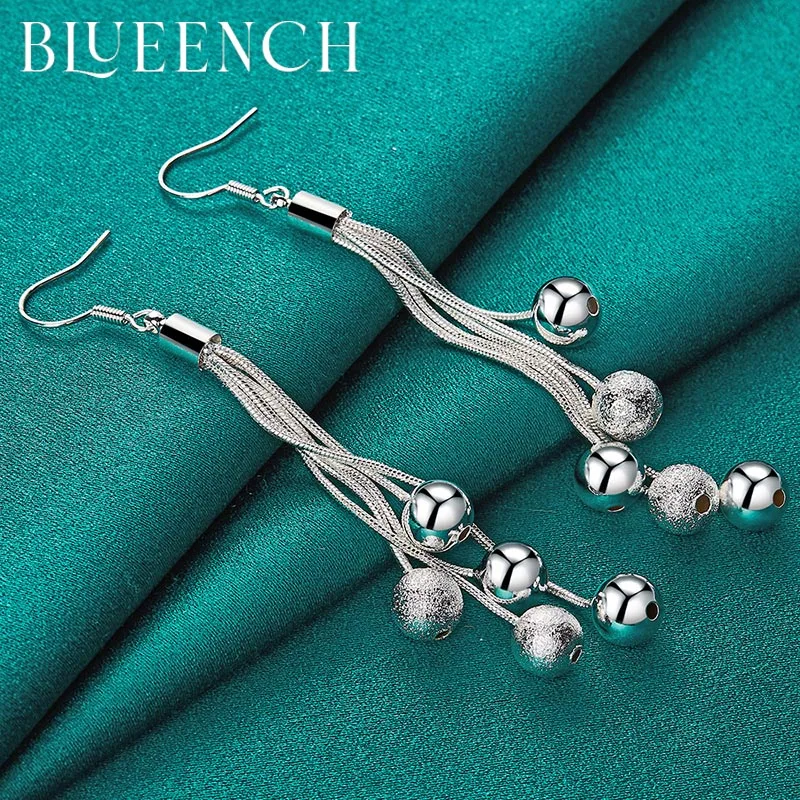 Blueench 925 Sterling Silver Tassel Grape Drop Earrings for Women's Engagement Party Personality Fashion High Jewelry